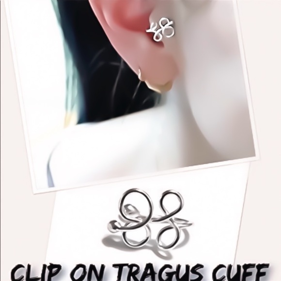 925 sterling silver curly ball end fake cartilage clip on ear cuff earring - Picture 2 of 8